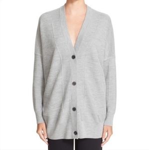 Vince V-neck Mesh Panel Silk & Wool Cardigan